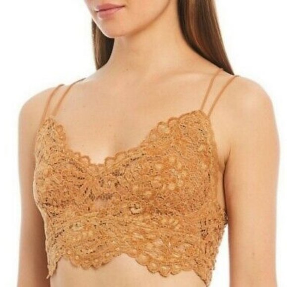 Free People Celine Lace Bralette Burnt Caramel NWT Size S - Picture 1 of 8